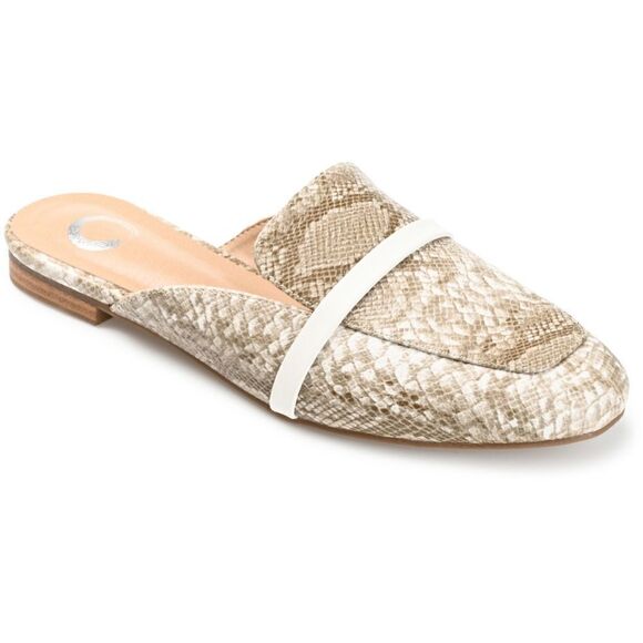 Journee Collection Womens Reneye Mules Vegan Leather Snake Print Gray 6.5M New - Picture 1 of 9